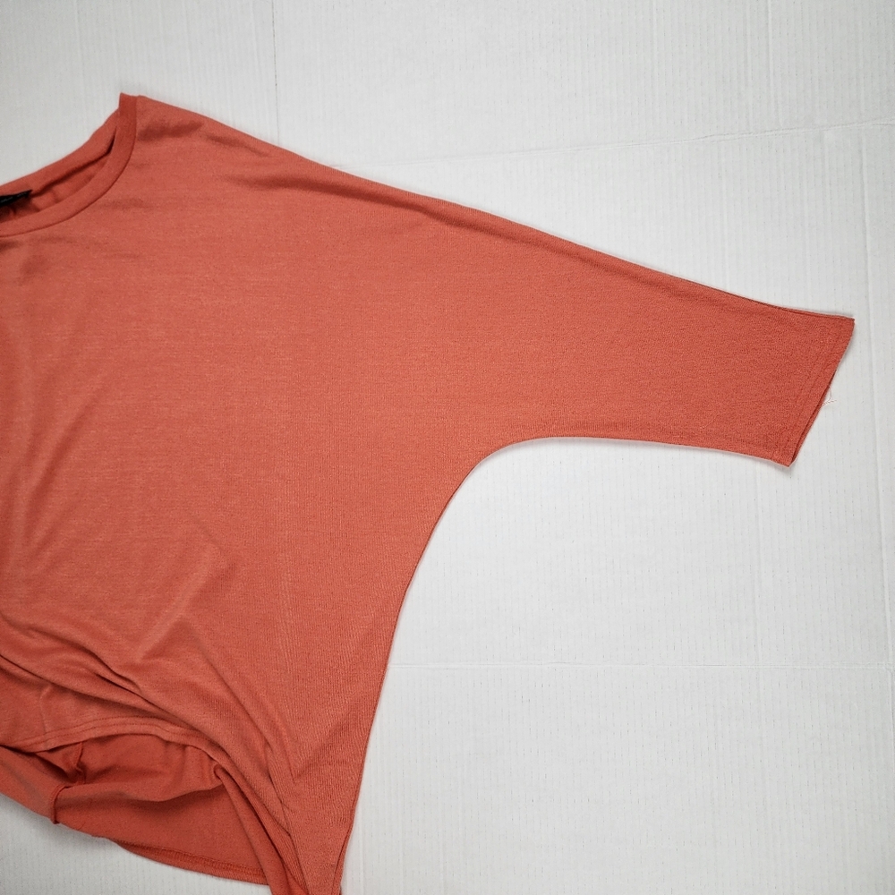 Zanzea Collection Coral Orange Tunic Top 3/4 Sleeve Hi Low Hem Size XXXXL - Picture 9 of 15